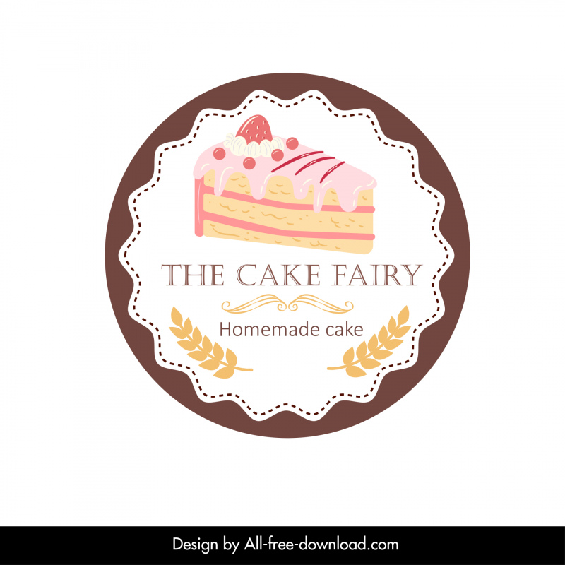 the cake fairy logo template elegant flat classical symmetric circle design