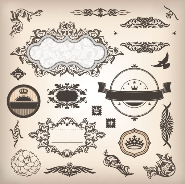 the classic pattern stickers 04 vector