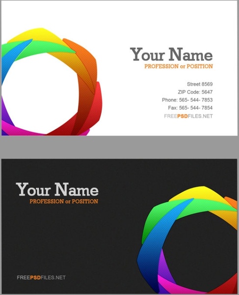 the delicate color wheel business card psd layered
