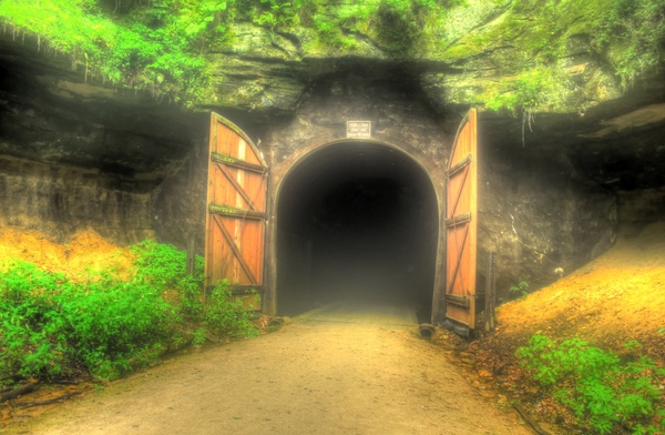 the first tunnel on the elroy sparta state trail wisconsin 