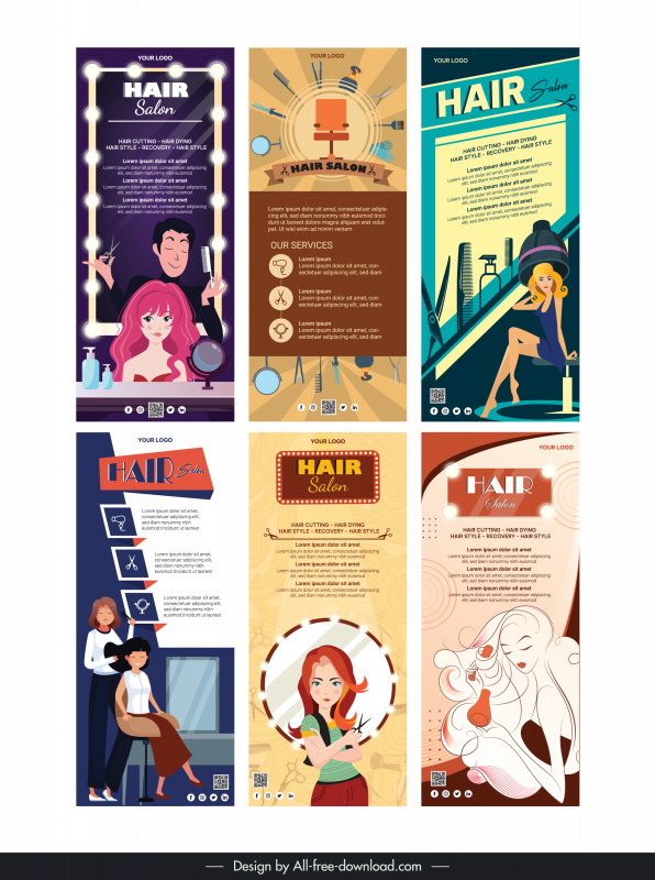 the hair salon banner templates collection  elegant classic design 