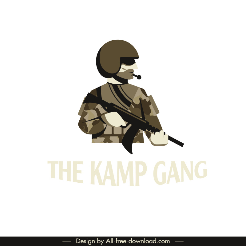 the kamp gang logo flat gi soldier sketch