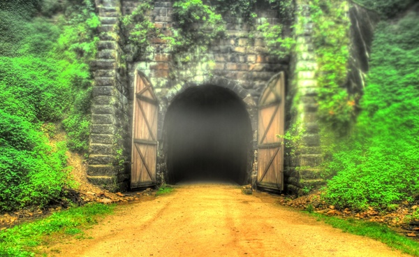 the long tunnel on the elroy sparta state trail wisconsin 