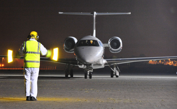 the plane carrying abu qatada taxis onto the runway