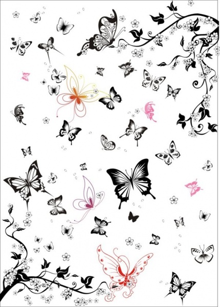 the super multi black and white butterfly vector set