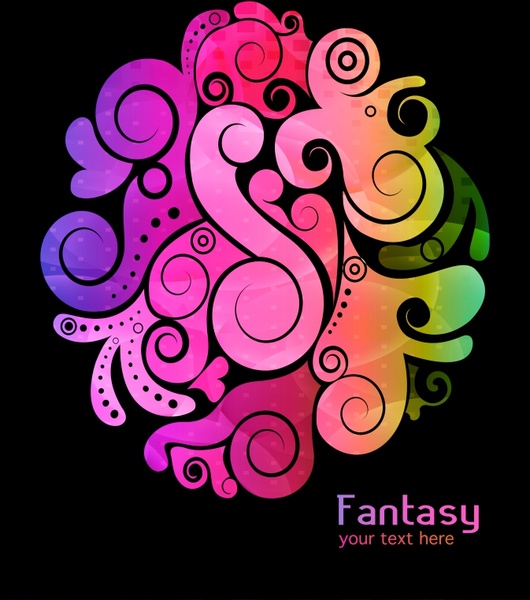 fantasy abstract background dark colored curves sketch