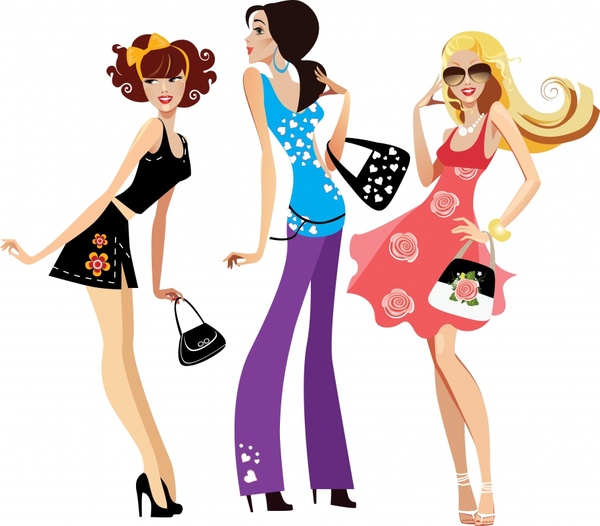 the trend of fashion women vector illustration silhouettes