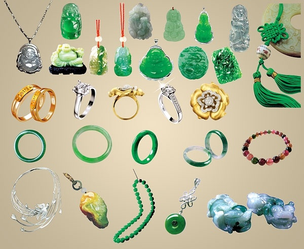 the various jade ornaments jewelry psd summary