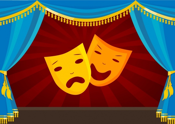 theatre stage design classical style curtain mask icons