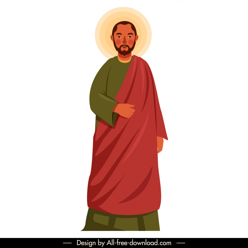 thomas christian apostle icon vintage cartoon character design