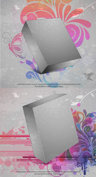 three dimensional box flower background 3 vector