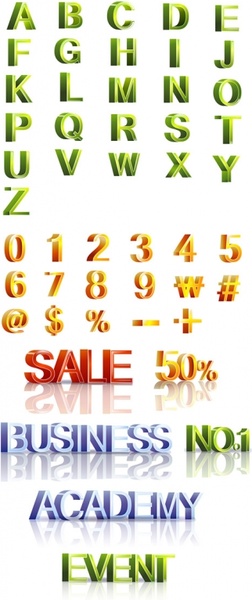 threedimensional letters and figures vector