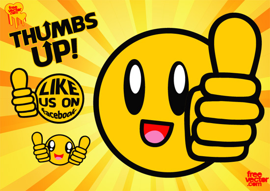 thumbs up vector with yellow background