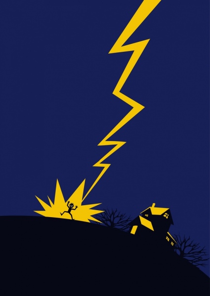 thunderstruck warning background yellow lightning icon dark design 