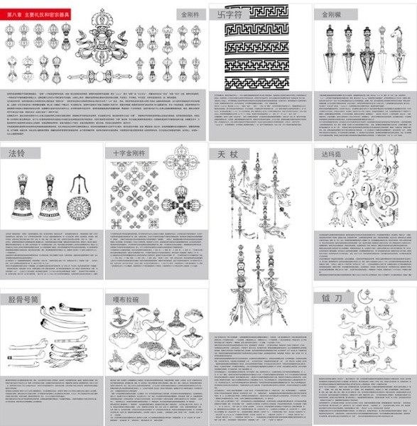 tibetan buddhist symbols and objects figure of eight mostly ceremonial and esoteric equipment vector