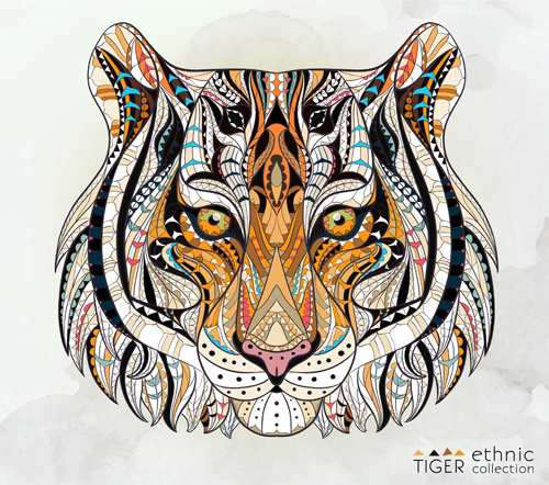 tiger ethnic pattern vector