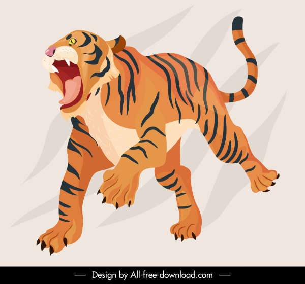 tiger icon 3d handdrawn sketch dynamic design