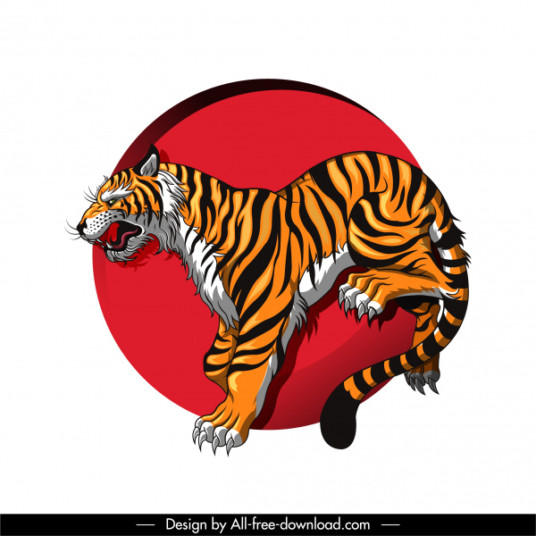 tiger icon colorful classic handdrawn sketch 