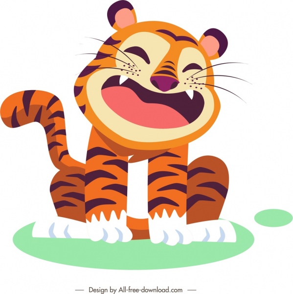 tiger icon funny cartoon character sketch