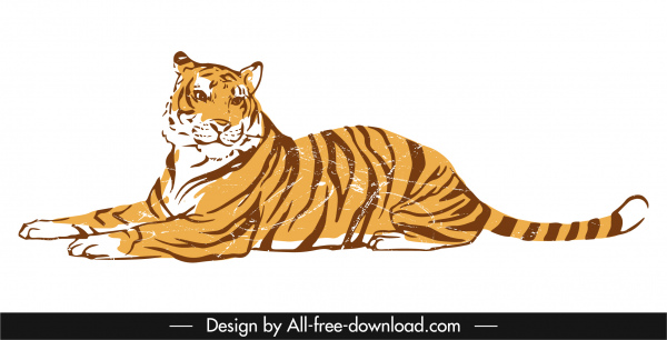 tiger icon grunge vintage sketch handdrawn design