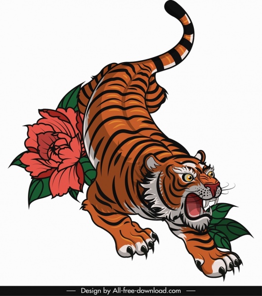 Small cartoon Tiger drawing free image download