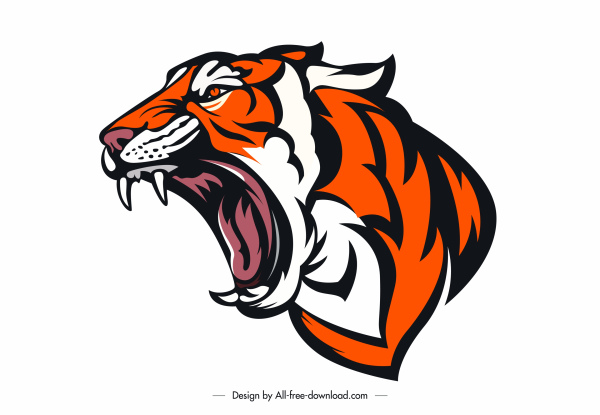 tiger tattoo icon handdrawn aggressive face sketch