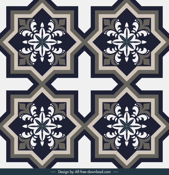tile decorative elements flat classical symmetric shapes