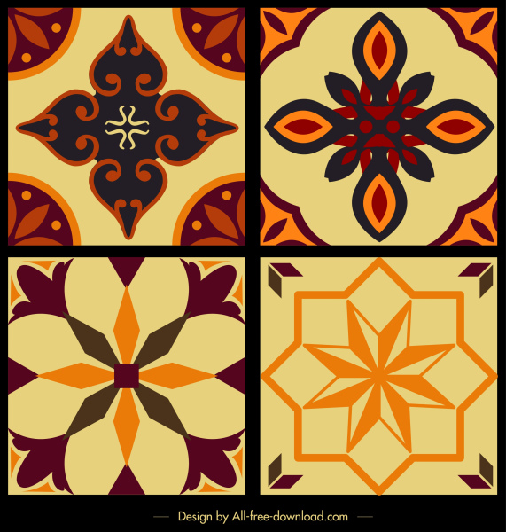 tile pattern template colorful classical symmetric flora decor