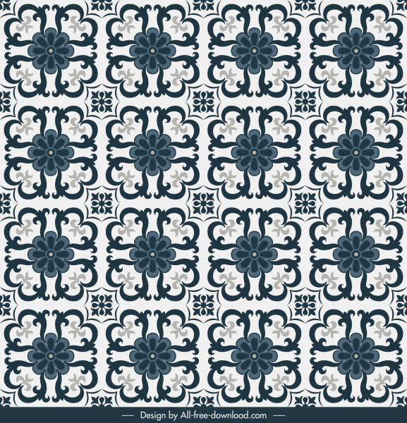 tile pattern template flora sketch symmetric flat repeating