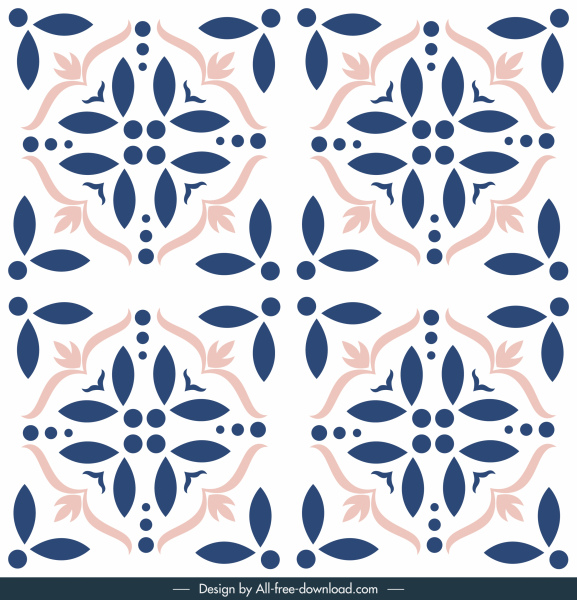 tile pattern template floral sketch symmetric classic decor