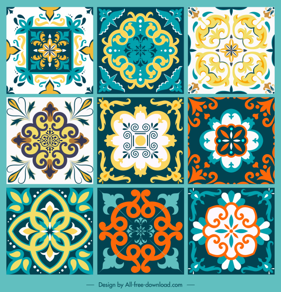 tile pattern templates classical symmetric shapes