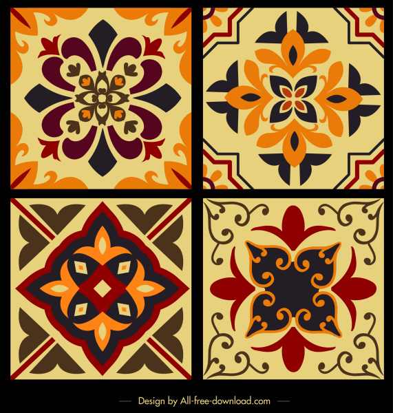tile pattern templates floral sketch classical symmetric design