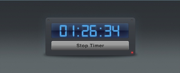 Timer Widget Interface with Blue Digital Numbers