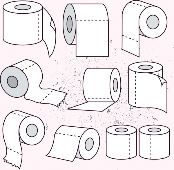 toilet paper roll icons collection 3d sketch