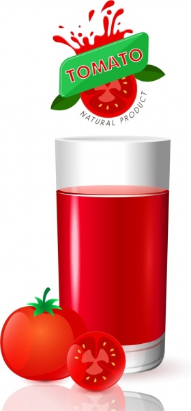 tomato juice advertising red fruits glass logo decoration