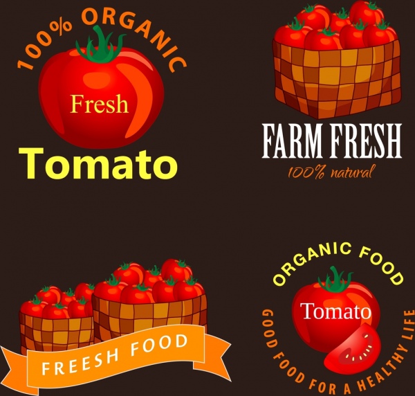tomato logotypes collection shiny dark red design