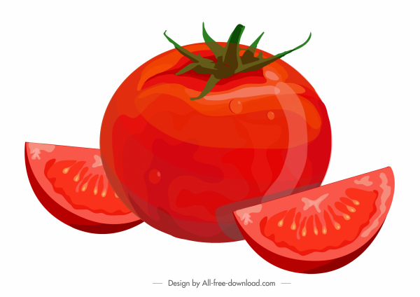 tomato painting fresh slices sketch red classic design