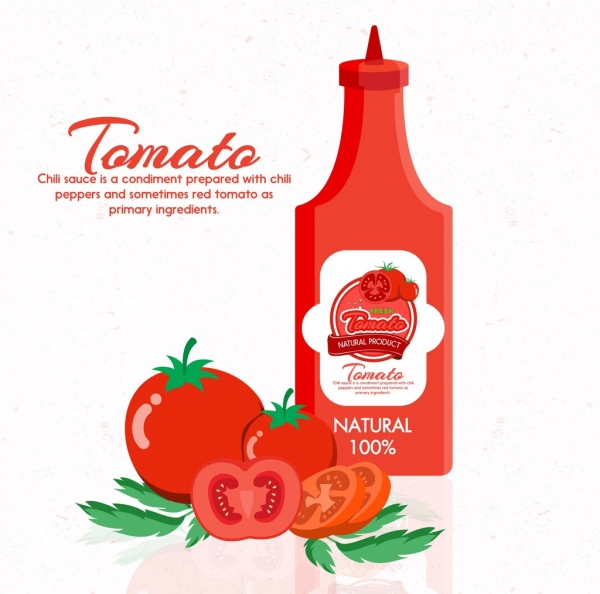 tomato sauce advertisement red bottle fruit icons decor