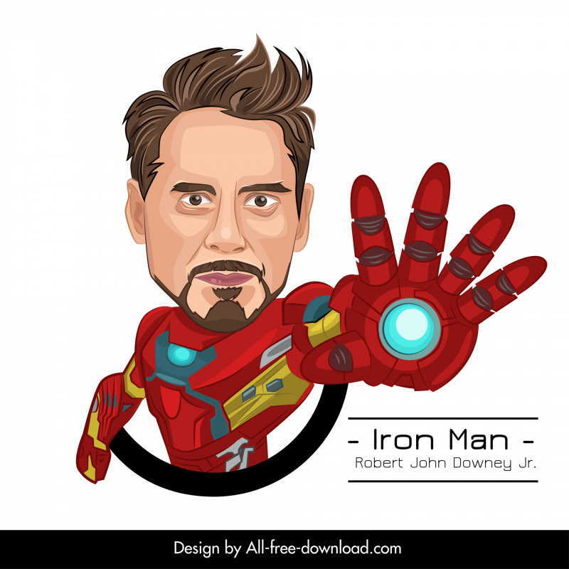 tony stark iron man icon dynamic cartoon sketch