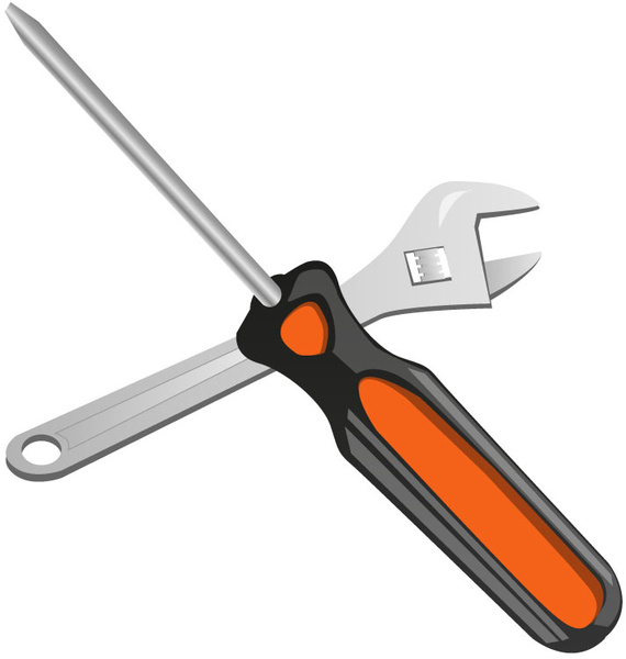 tools spanner and screwdriver