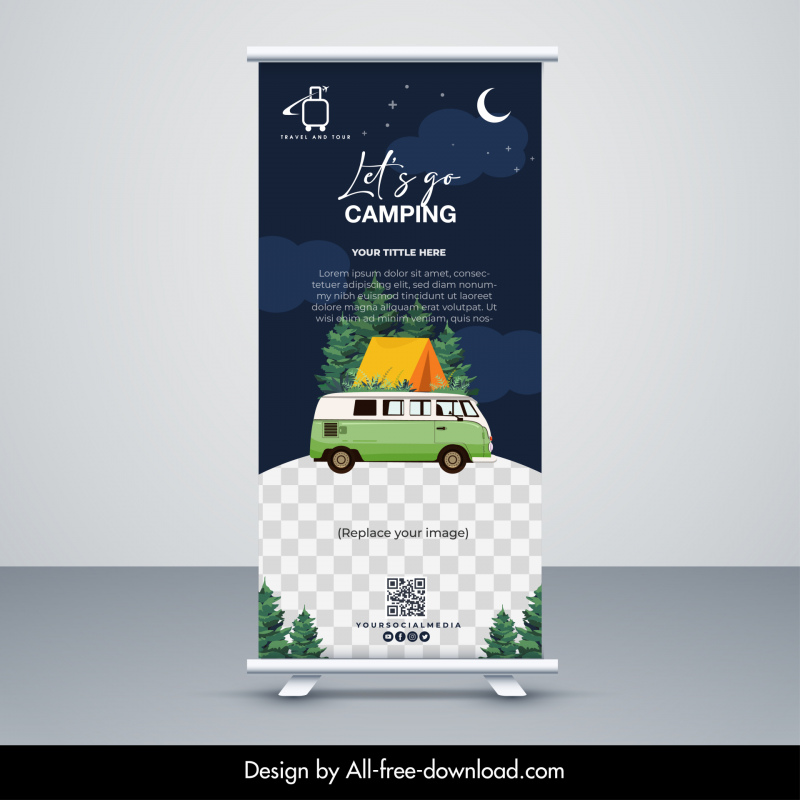   tourism roll up banner template bus tent checkered decor