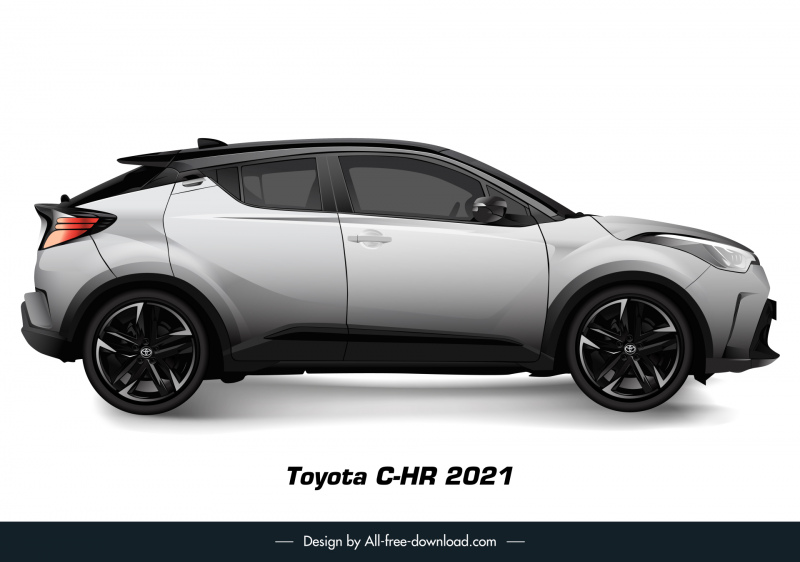 toyota c hr 2021 car model icon modern side view sketch