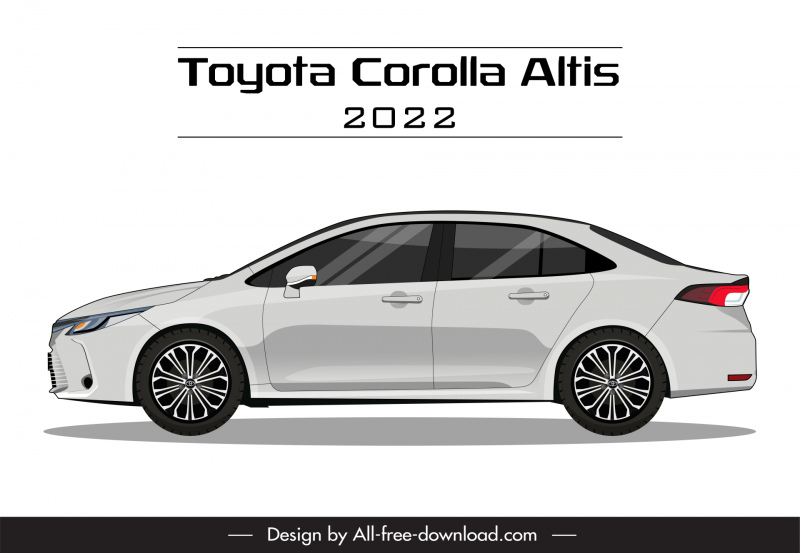 toyota corolla altis 2022 car model icon flat side view modern design