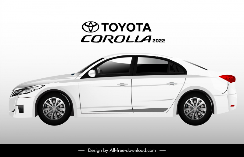 toyota corolla car advertising banner flat elegant black white design side view sketch