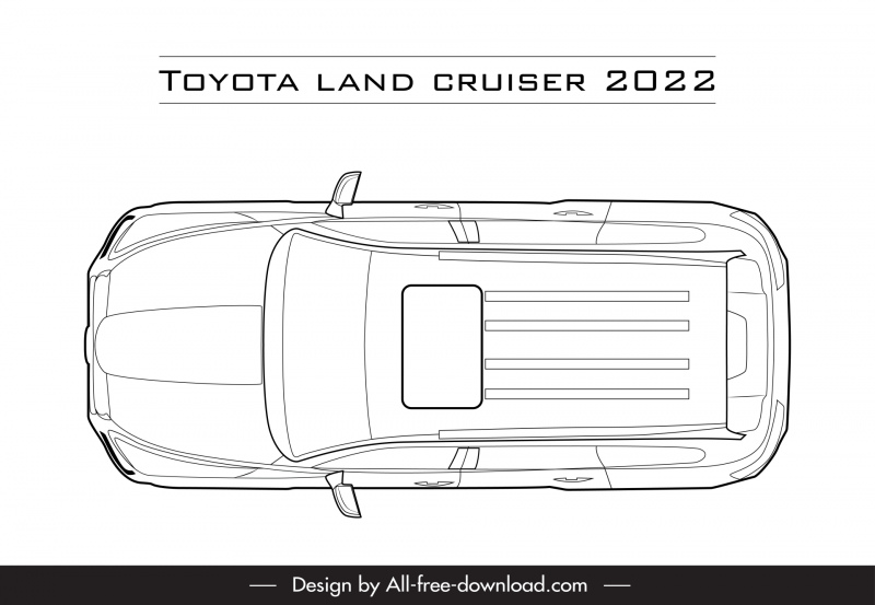 toyota land cruiser 2022 car advertising template flat black white handdrawn top view outline