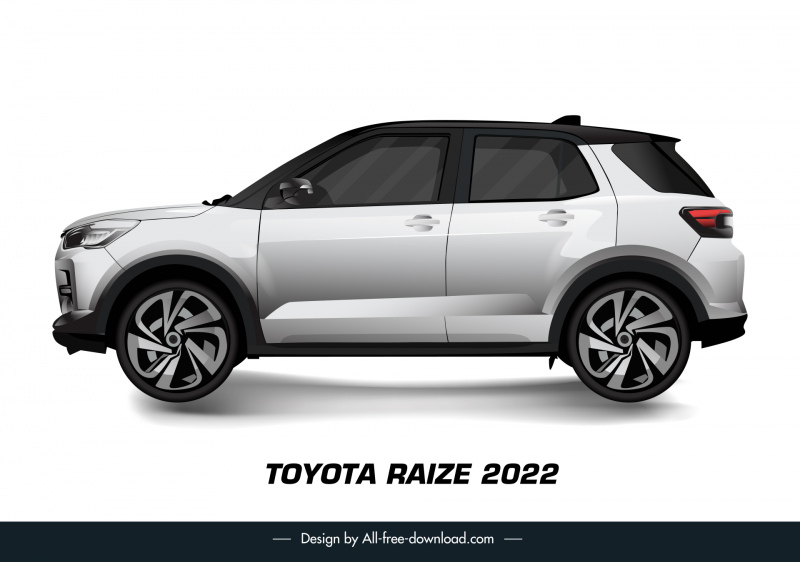 toyota raize 2022 car model icon modern flat side view design