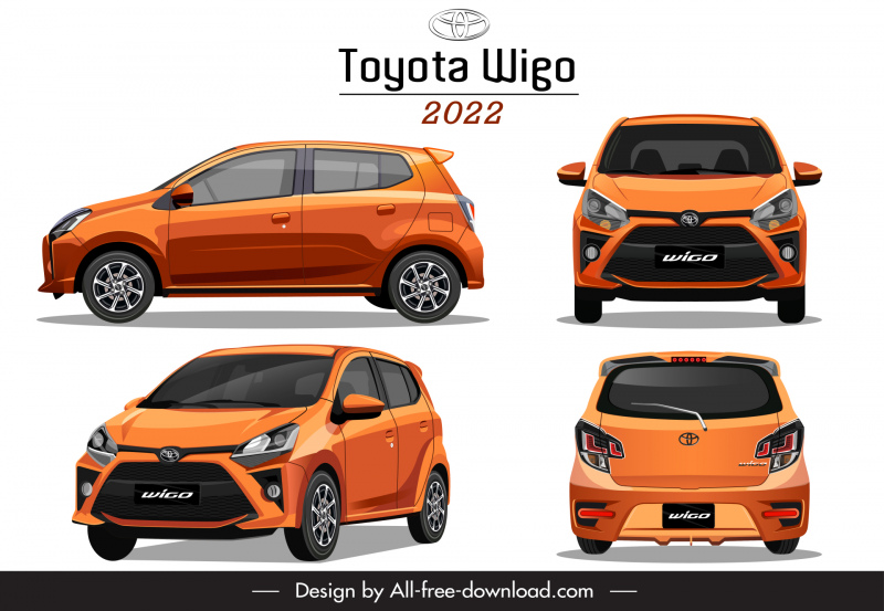 toyota wigo 2022 car model advertising template modern different views sketch