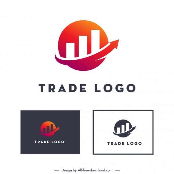 trade logo template flat circle chart arrow sketch