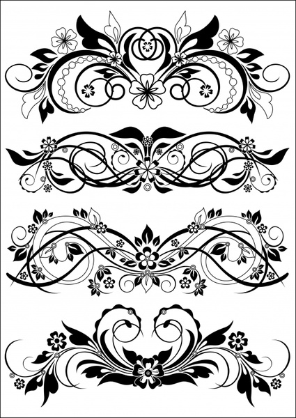 decorative flower templates classical symmetric curves design