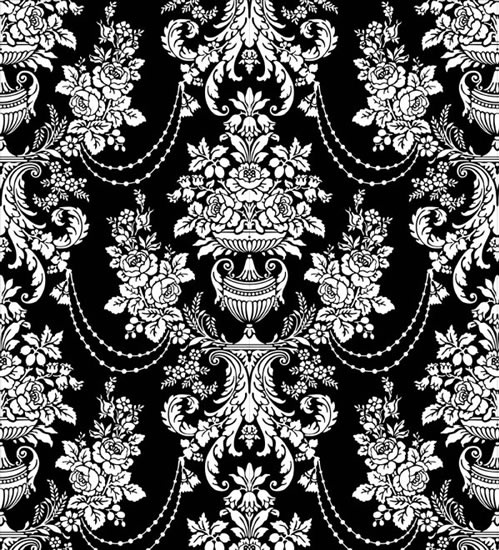flower pattern classic traditional decor black white sketch